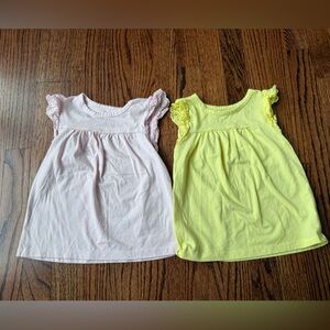 Cat & Jack Light Pink & Yellow Tank Tops with Ruffled Shoulders - Size 3t